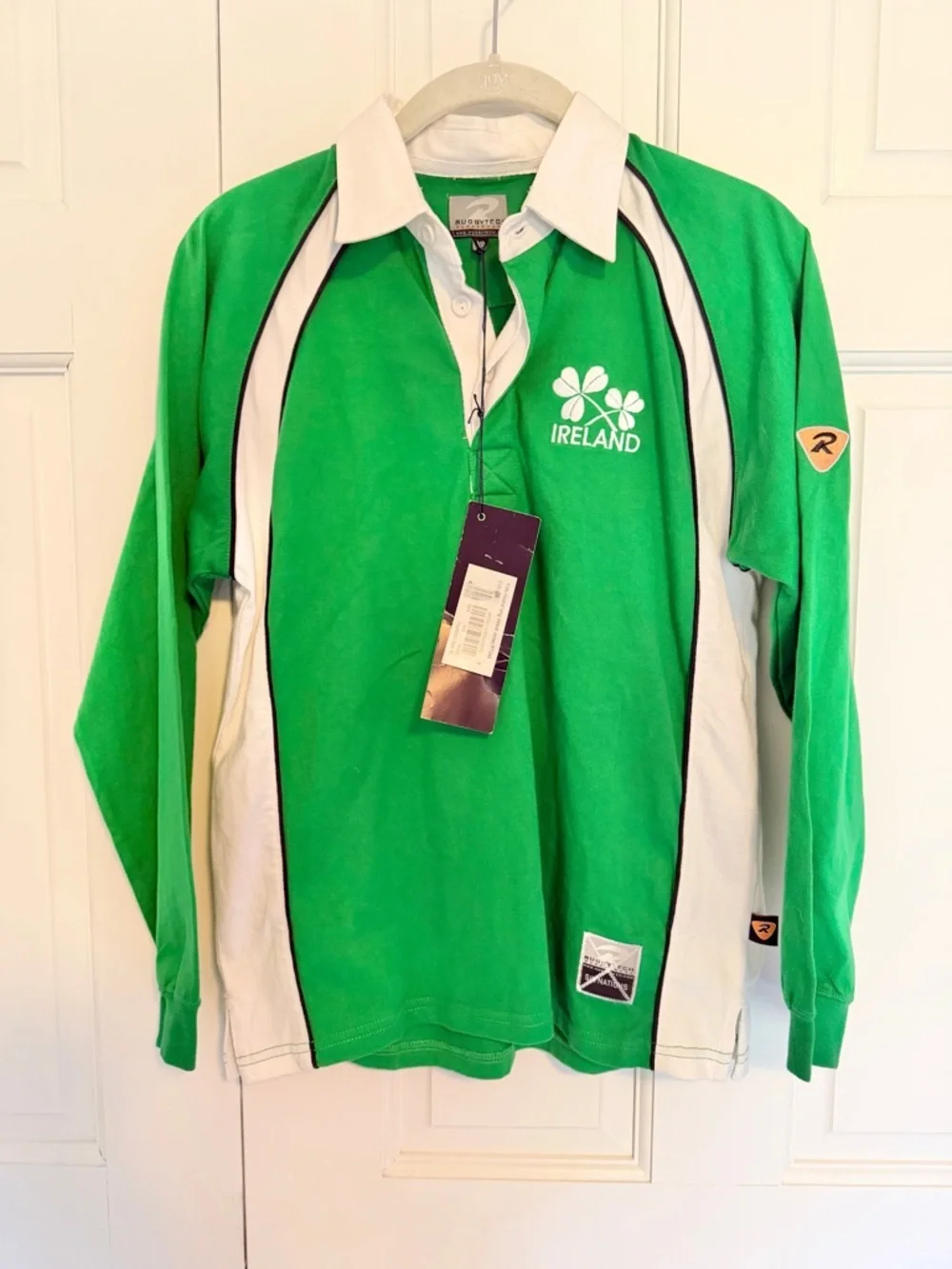 Rugbytech Ireland Rugby Jersey NWT Boys Medium Fits Women's Small Green Shamrock